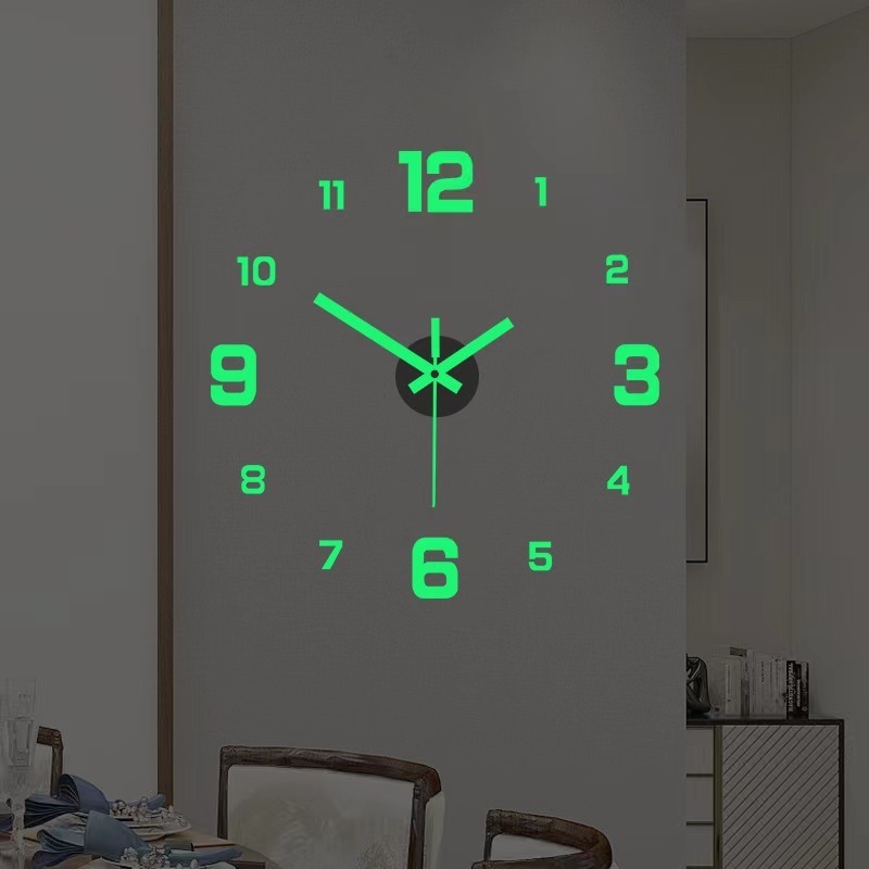 40cm Acrylic Luminous Mirror Decorative Sticker Removable Wall Clock Sticker