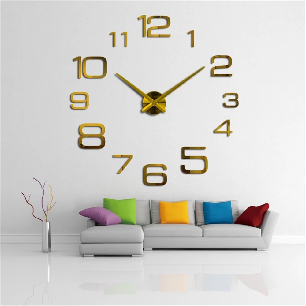 In Stock Hot Sale Largest Size Modern 3d Diy Sticker Wall Clock For Home Decor