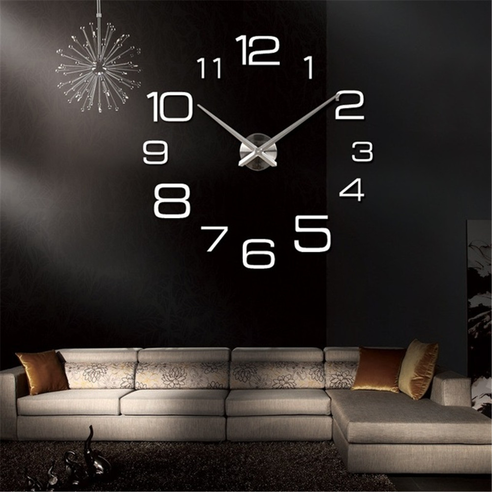 In Stock Hot Sale Largest Size Modern 3d Diy Sticker Wall Clock For Home Decor