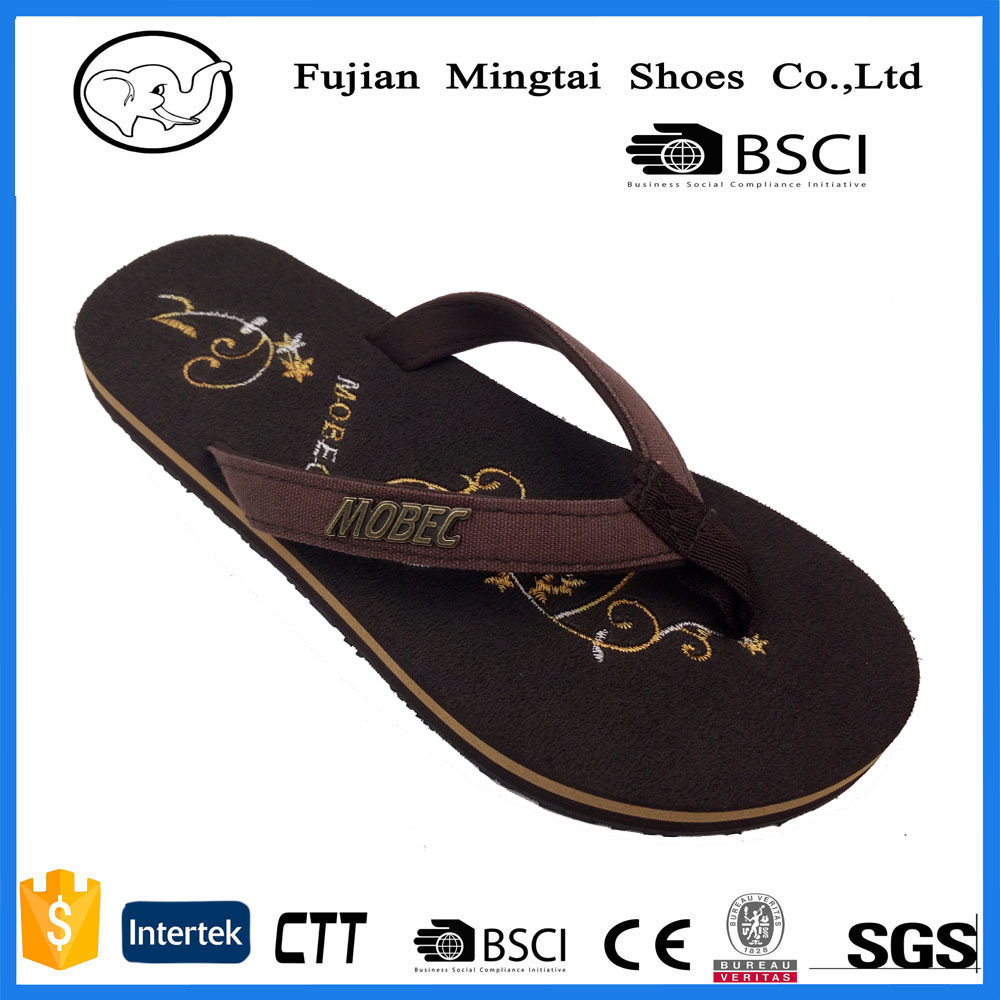 2021 Wholesale cheap funny modern men women summer sandals with embroidered sole flip flops