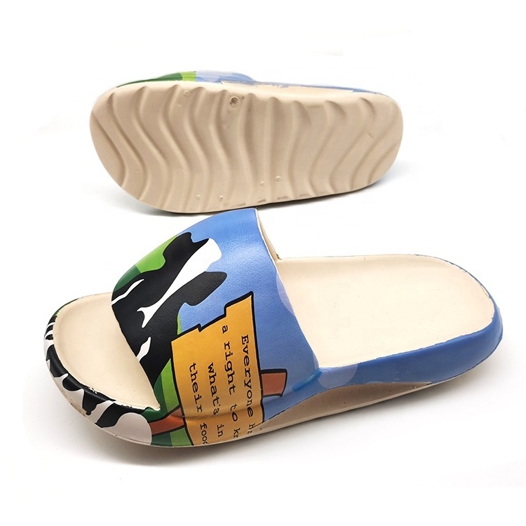 2021 Latest designs summer sublimation slides waterproof customized logo men flat yeezi EVA slides slipper