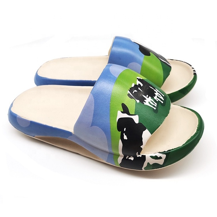 2021 Latest designs summer sublimation slides waterproof customized logo men flat yeezi EVA slides slipper