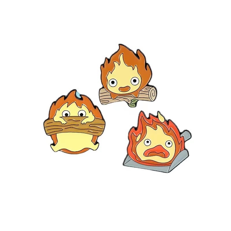 Fire Demon Cassifah Enamel Pins Moving Castle Custom Anime Brooch Lapel Badge Cartoon Jewelry Gift for Kids Friends Wholesale