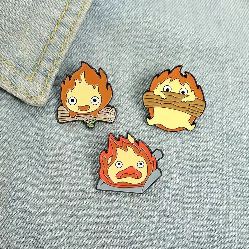 Fire Demon Cassifah Enamel Pins Moving Castle Custom Anime Brooch Lapel Badge Cartoon Jewelry Gift for Kids Friends Wholesale