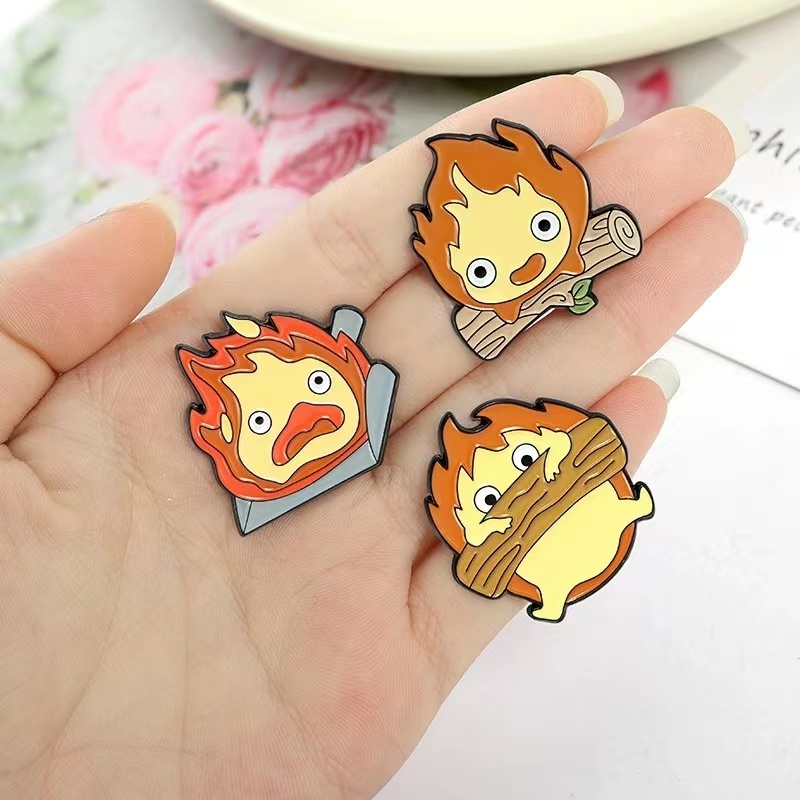 Fire Demon Cassifah Enamel Pins Moving Castle Custom Anime Brooch Lapel Badge Cartoon Jewelry Gift for Kids Friends Wholesale