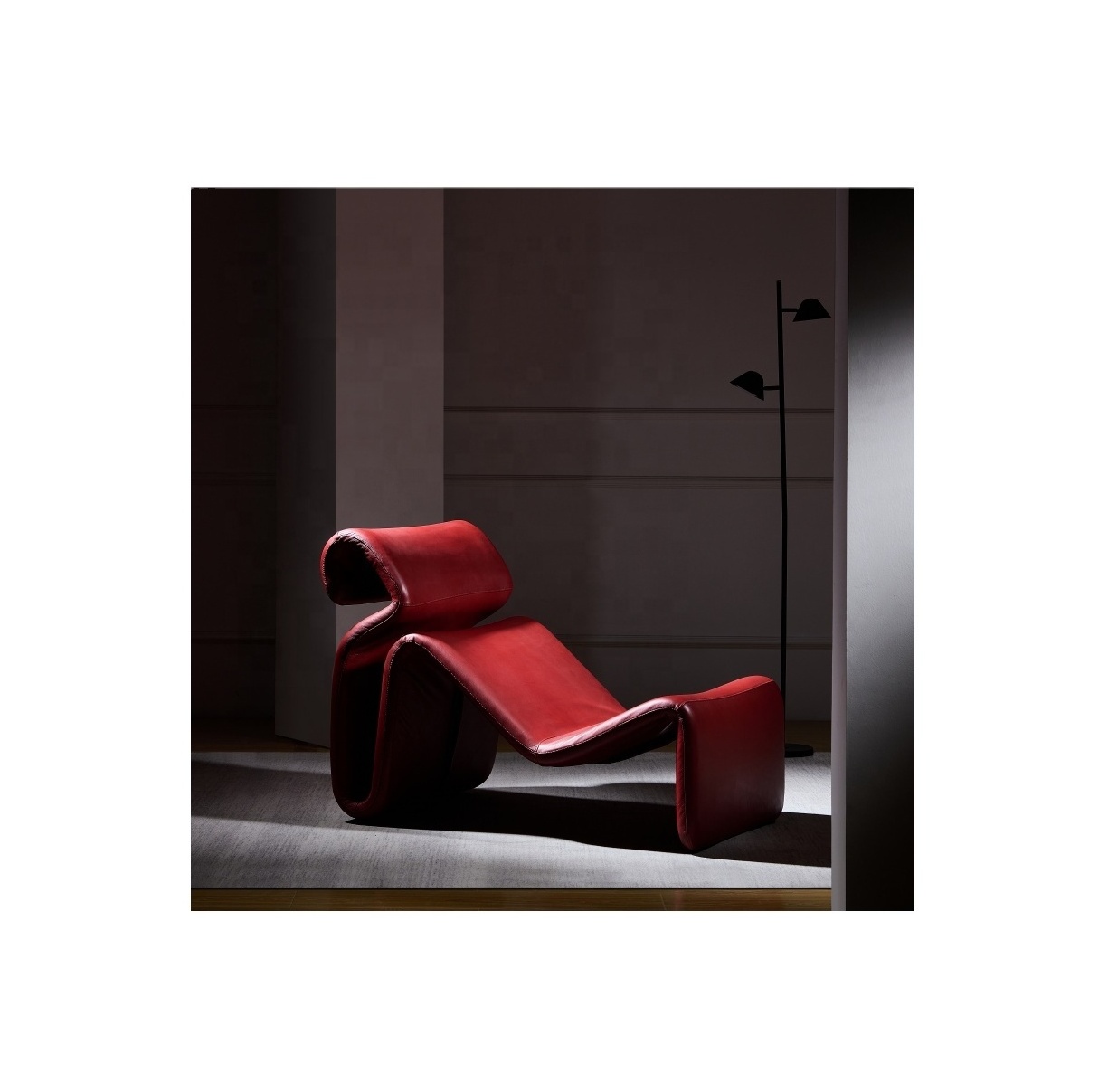 Full leather new red irregular leisure chair suitable for single person function sofa and lounge chair in office and living room