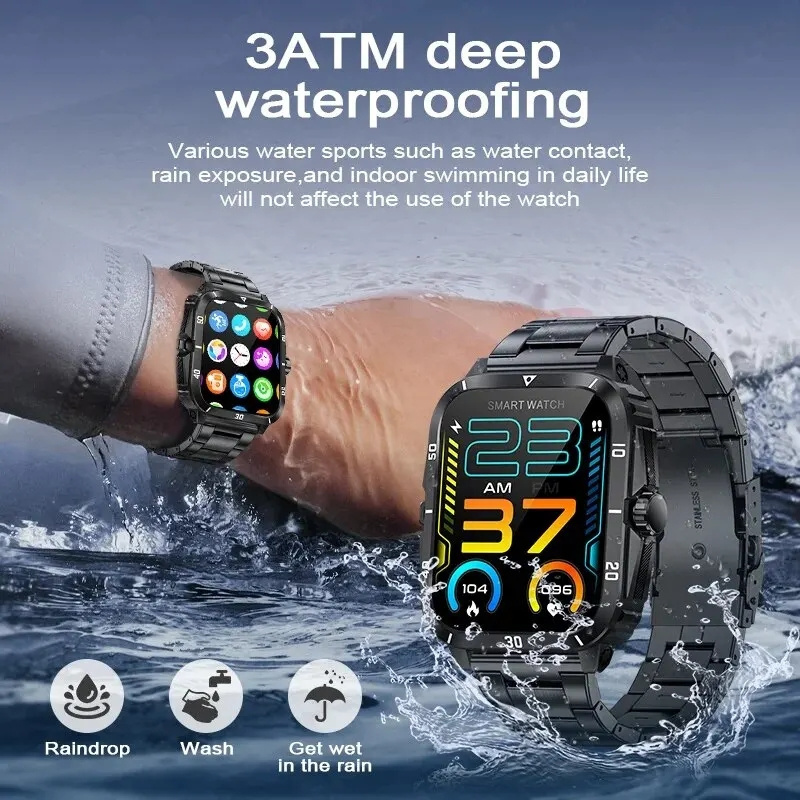 Flyrabbit Sport Smart Watch For Men 430mAh Battery Waterproof Bluetooth Call 3ATM Deep Waterproof Smartwatch Man Reloj Hombre