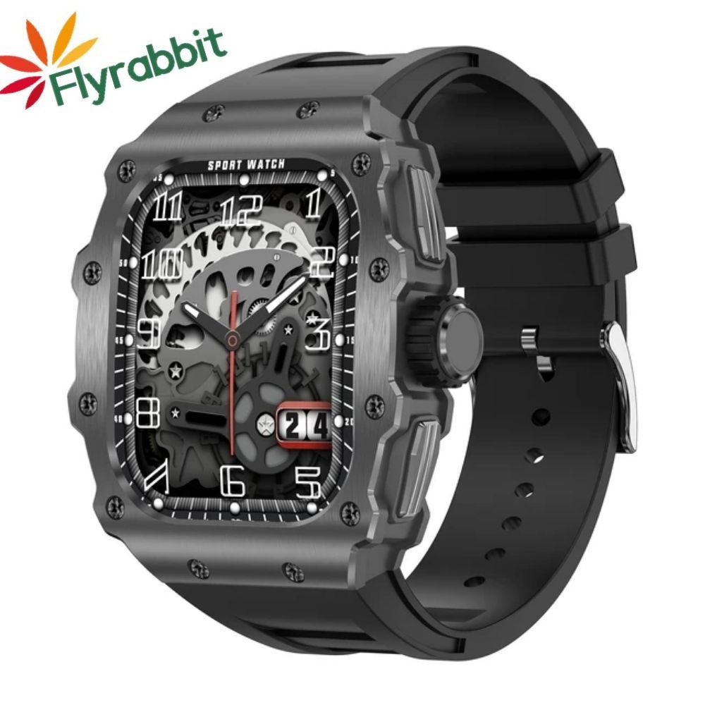 Flyrabbit AK65 Sport Smart Watch 1.96 '' AMOLED Screen health monitor rotary button fitness tracking sports watches smart reloj