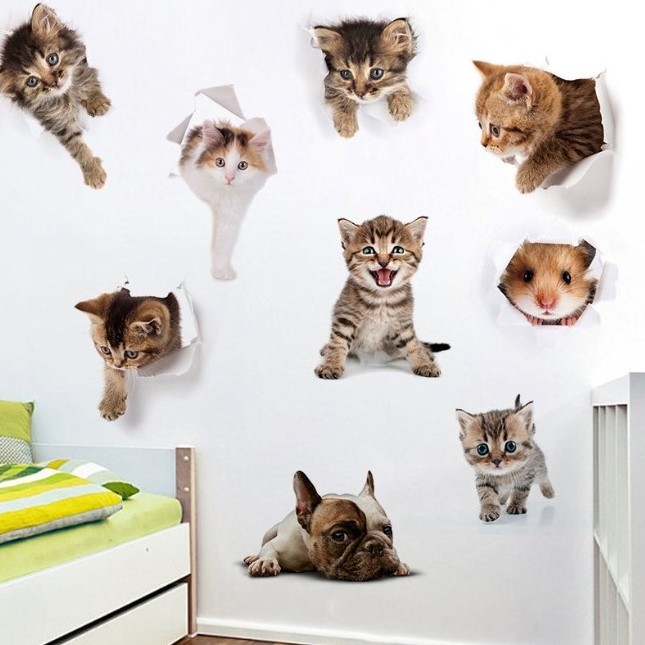 Toilet Stickers 3D animal Wall Sticker Fashion Lovely Animal Pvc Waterproof Decal For Bathroom Toilet