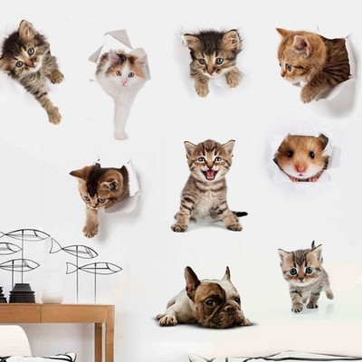 Toilet Stickers 3D animal Wall Sticker Fashion Lovely Animal Pvc Waterproof Decal For Bathroom Toilet