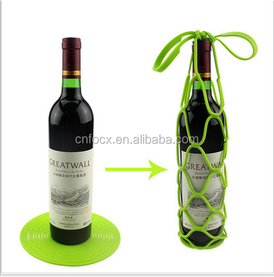 Silicone Wine Bottle Carrier Holders / Wine Bottle Carrier / silicone bottle mesh holder