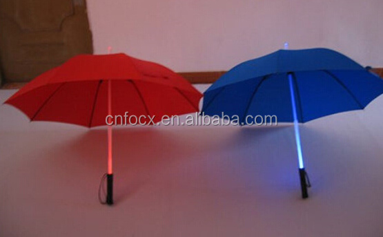 Creative stick umbrella with led light, handle led light umbrella