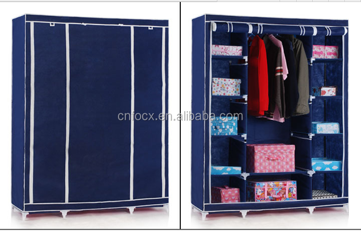 High quality multilayer portable wardrobe With store object space, folded cloth wardrobe, folding fabric wardrobe