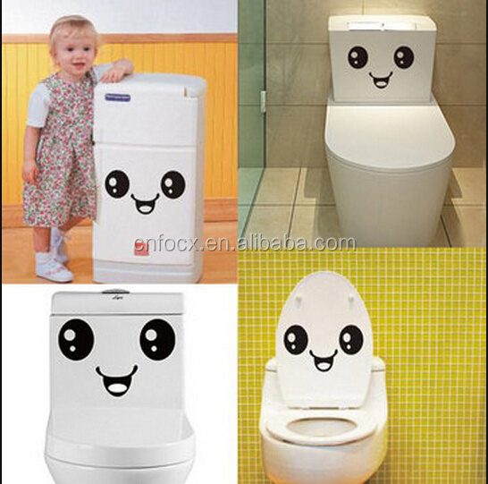 Smiling Face Stickers Bathroom Waterproof Toilet Stickers / bathroom waterproof wall sticker