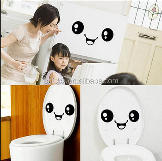 Smiling Face Stickers Bathroom Waterproof Toilet Stickers / bathroom waterproof wall sticker