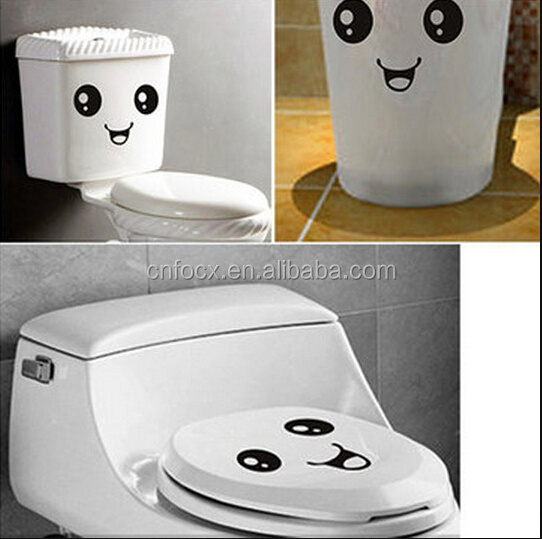 Smiling Face Stickers Bathroom Waterproof Toilet Stickers / bathroom waterproof wall sticker