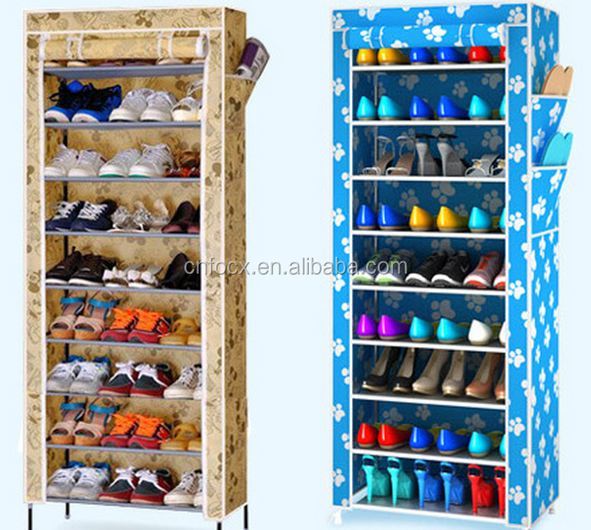 hot selling Shoe Rack Shelf Storage Closet Organizer Cabinet 10 Layer 9 Grid Dust-proof shoe cabinet