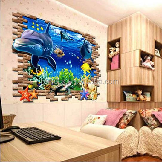 High quality 3D Ocean Wall Sticker / Removable Wall Sticker / 3d wall stickers