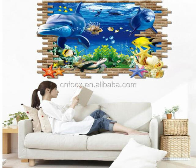 High quality 3D Ocean Wall Sticker / Removable Wall Sticker / 3d wall stickers