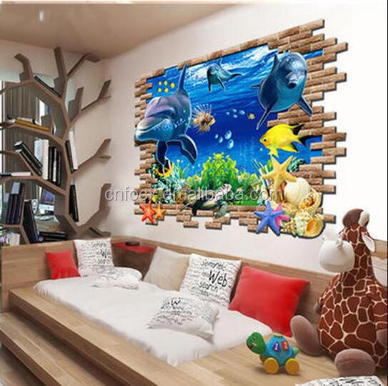 High quality 3D Ocean Wall Sticker / Removable Wall Sticker / 3d wall stickers