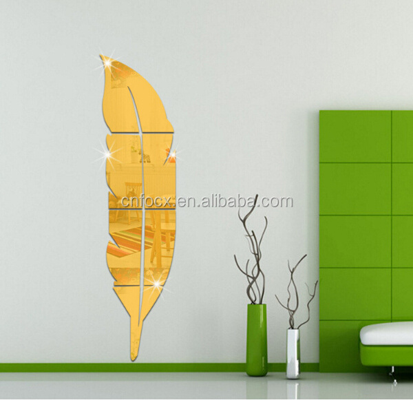 New arrival Feather Mirror Wall Stickers / 3d wall sticker / removable wall stickers