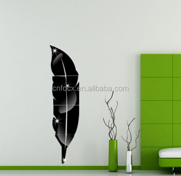 New arrival Feather Mirror Wall Stickers / 3d wall sticker / removable wall stickers