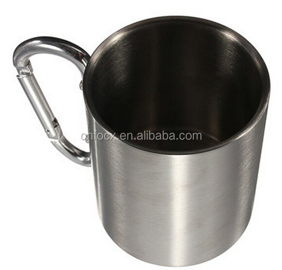 320ml Portable Stainless Steel Mug / Camping Cup Carabiner / carabiner stainless steel travel mugs