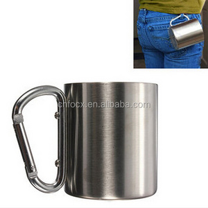 320ml Portable Stainless Steel Mug / Camping Cup Carabiner / carabiner stainless steel travel mugs