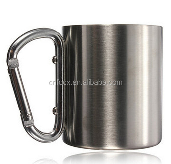 320ml Portable Stainless Steel Mug / Camping Cup Carabiner / carabiner stainless steel travel mugs