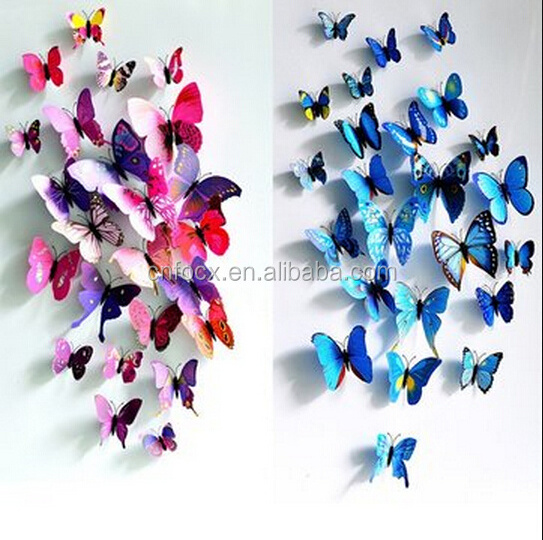 12Pcs 3D Butterfly Wall Sticker / Fridge Magnet Home Decor / removable butterfly wall stickers home decor