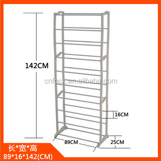 50 Pair Storage shoe shelves with white color PP plastic and iron tube, shoe rack