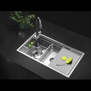 FolanT restaurant kitchen equipment glass cleaner sus304 modern multifunction single bowl stainless steel waterfall kitchen sink