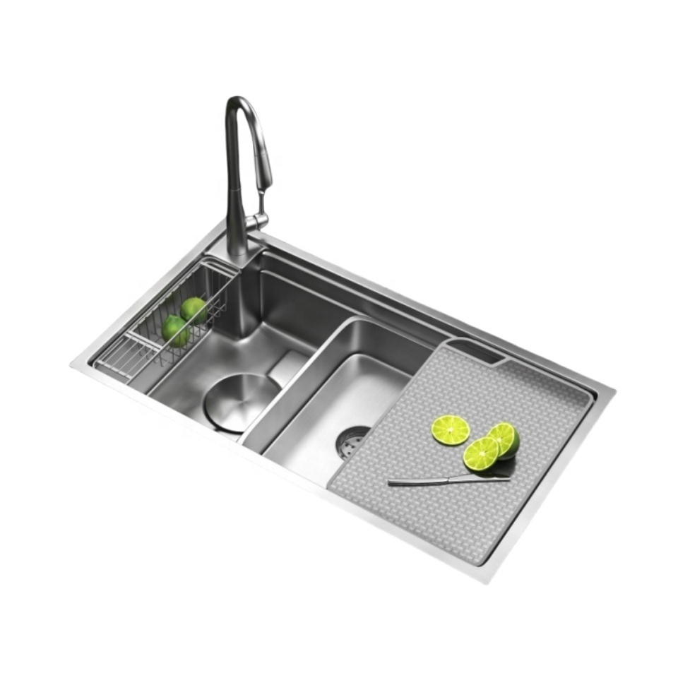 FolanT restaurant kitchen equipment glass cleaner sus304 modern multifunction single bowl stainless steel waterfall kitchen sink