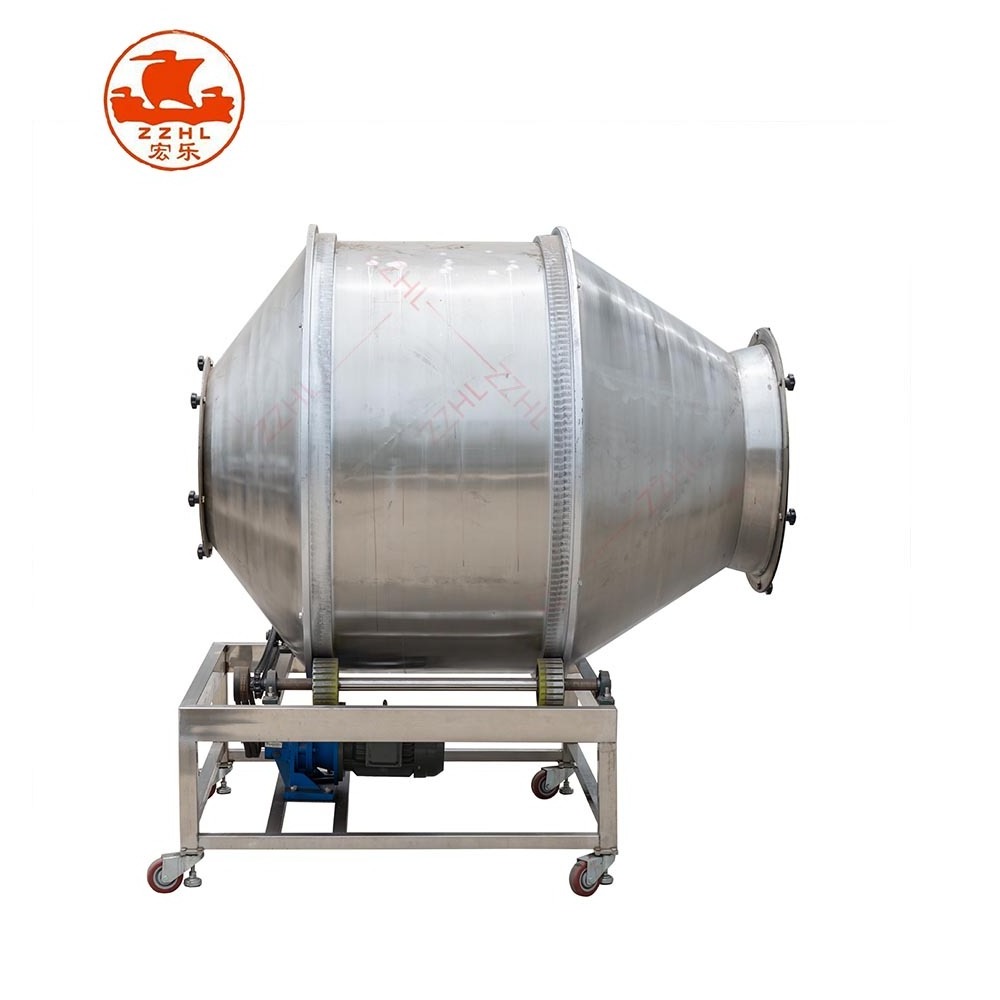 Food Grade Spice Drum Mixing Powder Automatic Snacks Food Rotary Tumbler Drum Seasoning Blender Mixer 150 Liter