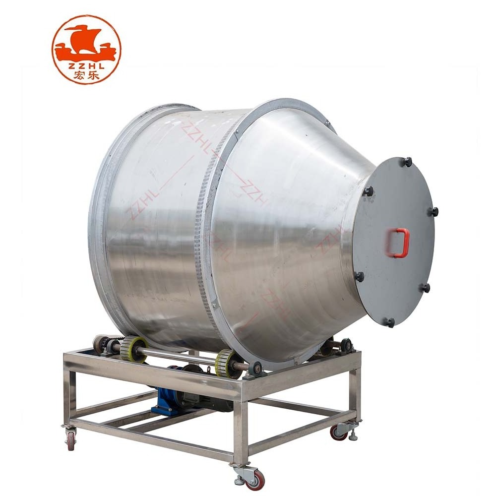 Food Grade Spice Drum Mixing Powder Automatic Snacks Food Rotary Tumbler Drum Seasoning Blender Mixer 150 Liter