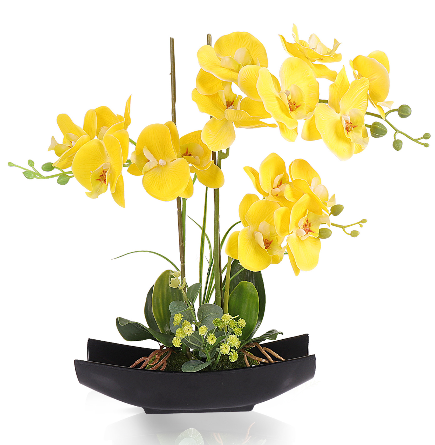 High Quality Real touch  PU Artificial Orchid Plants Orchid Flowers in Vase, Pot Orchid Artificial  flower bouquet