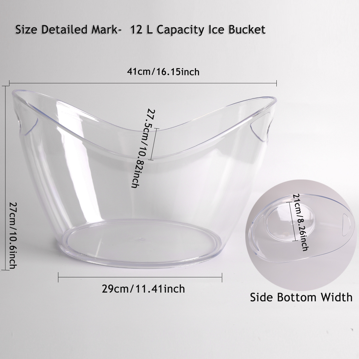 Wine Ice Bucket Champagne Buckets Plastic Large Ice Factory Direct Sales 12L Opp Bag PS Buckets, Coolers & Holders 1800g