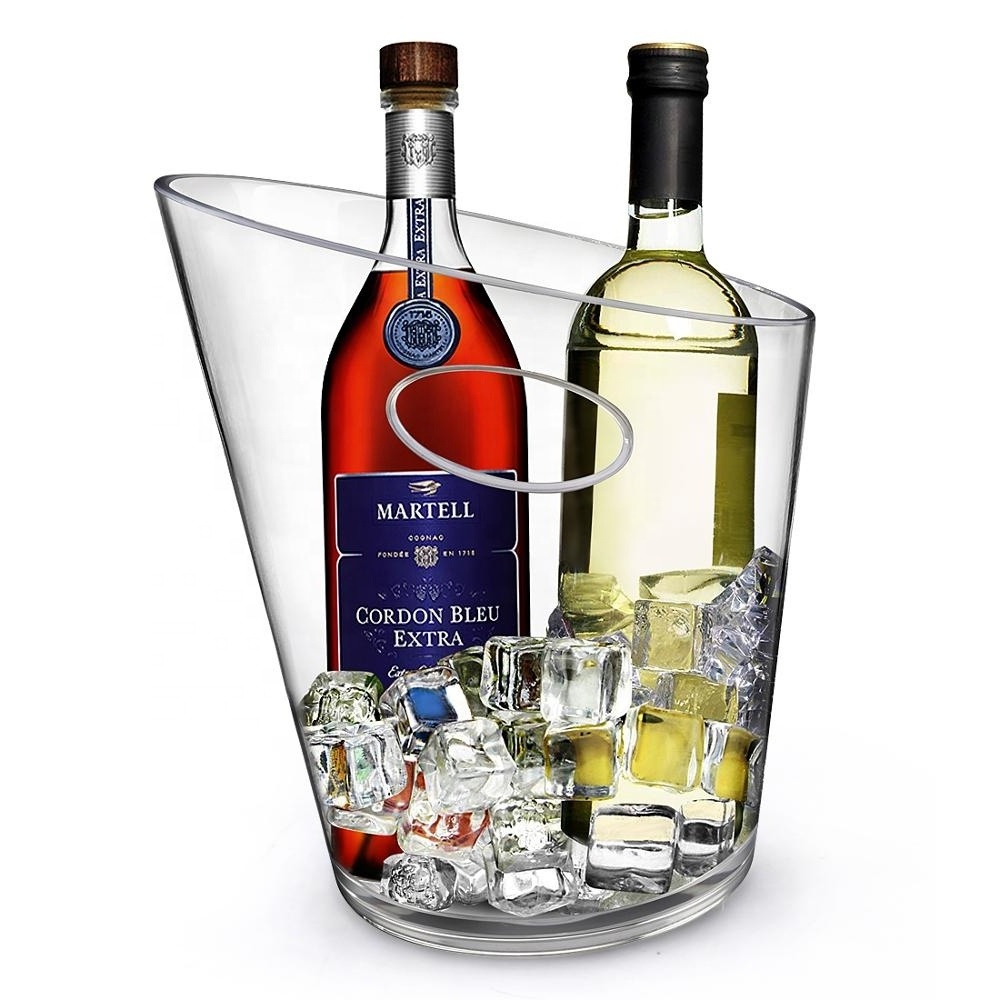 New design 6.5L Clear plastic wine cooler bucket champagne ice bucket with lid for parties