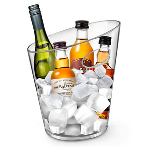 New design 6.5L Clear plastic wine cooler bucket champagne ice bucket with lid for parties