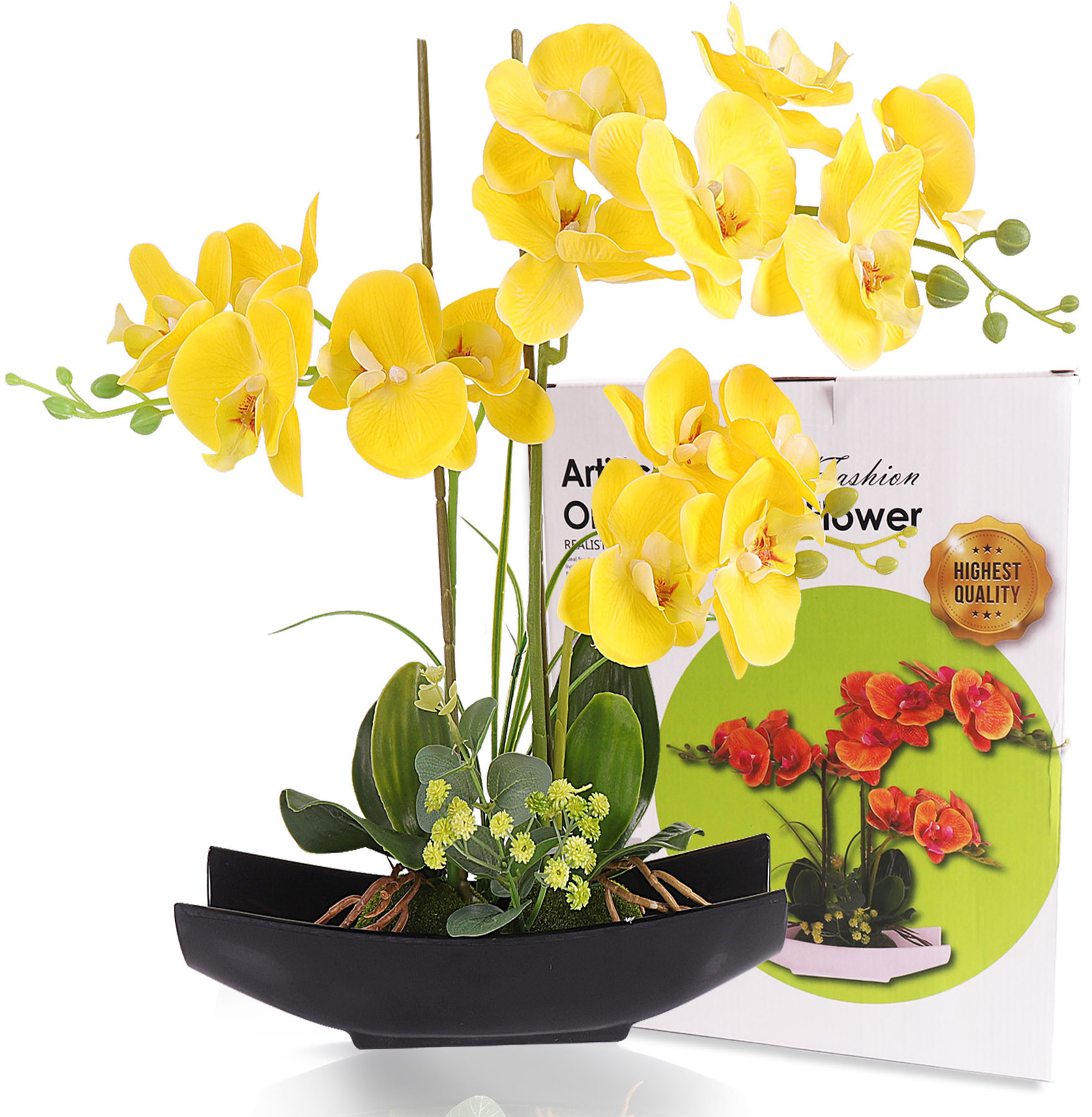 High Quality Real touch  PU Artificial Orchid Plants Orchid Flowers in Vase, Pot Orchid Artificial  flower bouquet