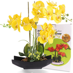 High Quality Real touch  PU Artificial Orchid Plants Orchid Flowers in Vase, Pot Orchid Artificial  flower bouquet