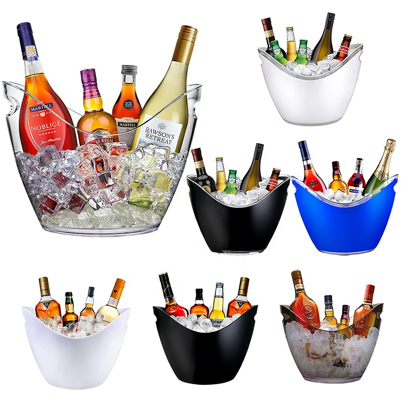 Top selling products 2023 Custom plastic club buckets 8L champagne bucket ice cooler portable acrylic wine ice buckets beverage