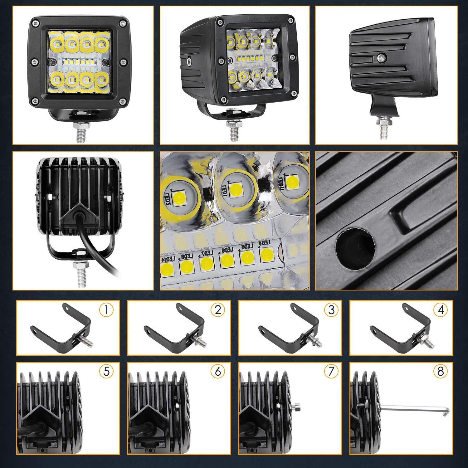 High Selling 3 ROW 16 LED FORTEK Car LED Work Light 24W Spot LED Light Bar 3030LED Truck Tractor Boat Trailer