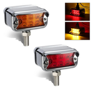 Dual Color Amber/Red Double Face LED Chrome SideMarker Bumper Light Turn Signal Horizontal Visor for Kenworth Freightliner Truck