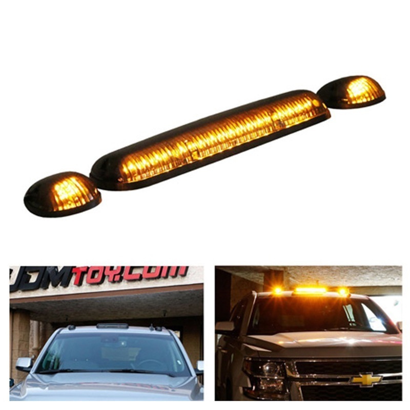 3PCS/1Set Smoke Lens Roof Marker Light Amber/White LED Pickup Cab Light Waterproof Ambient Marker Warning Light Truck for GMC