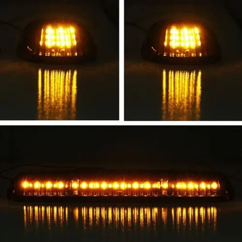 3PCS/1Set Smoke Lens Roof Marker Light Amber/White LED Pickup Cab Light Waterproof Ambient Marker Warning Light Truck for GMC