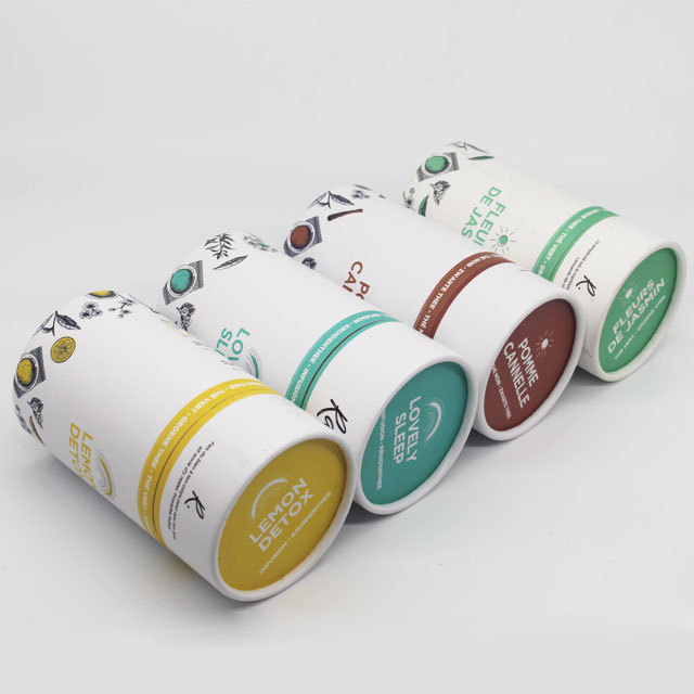 Natural wholesale  food packaging  box tea packaging portable round tea box with lid