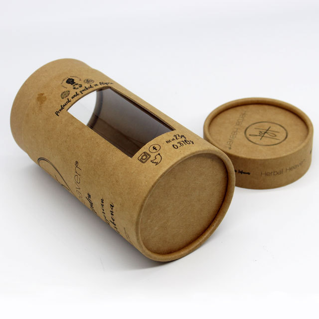 custom loose-leaf tea paper tube packaging round tea  paper tube with clear cut out