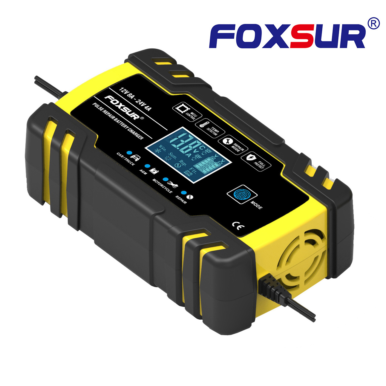 FOXSUR Automatic Car Battery Charger 12V 24V Motorcycle pulse Repair Trickle Charger