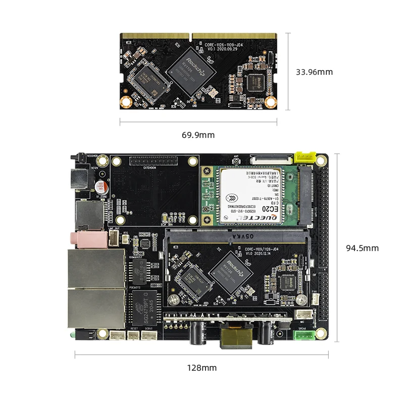 Core-1126-JD4 1GB 2GB DDR 8GB 16GB eMMC Mini computer High-Performance AI Vision Core Board